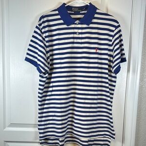 Polo Ralph Lauren Blue White Polo Shirt Size XL #5575